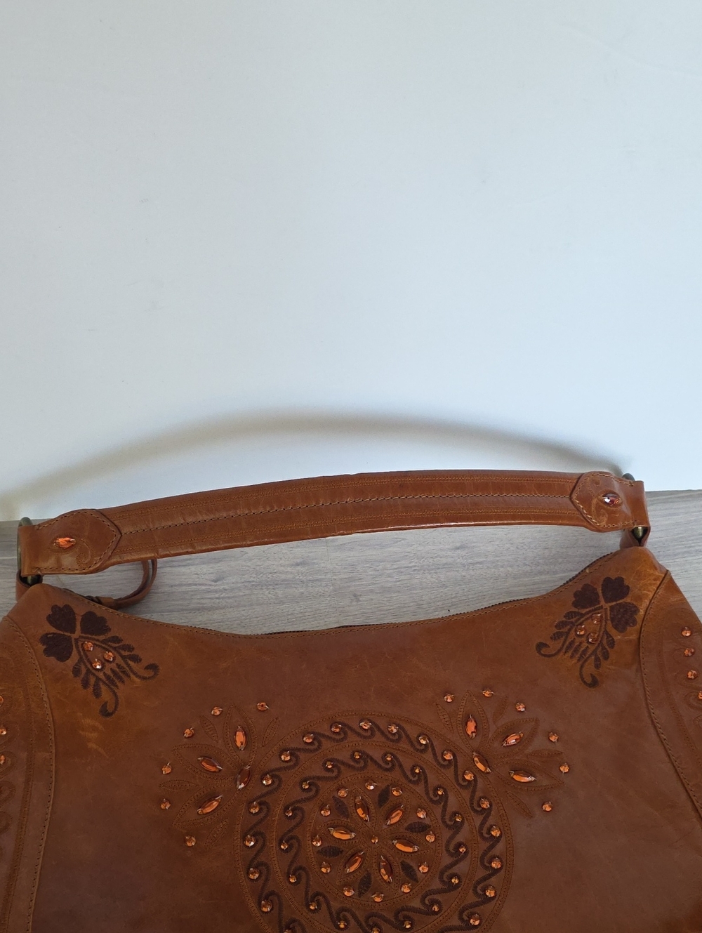 VNTG Wilsons Leather Large Rhinestone Gem Hobo Boho Western Shoulder Handbag - Picture 7 of 16